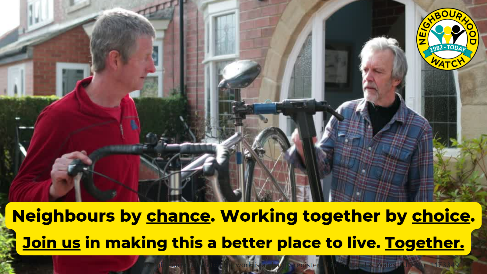 Neighbours talking with bike